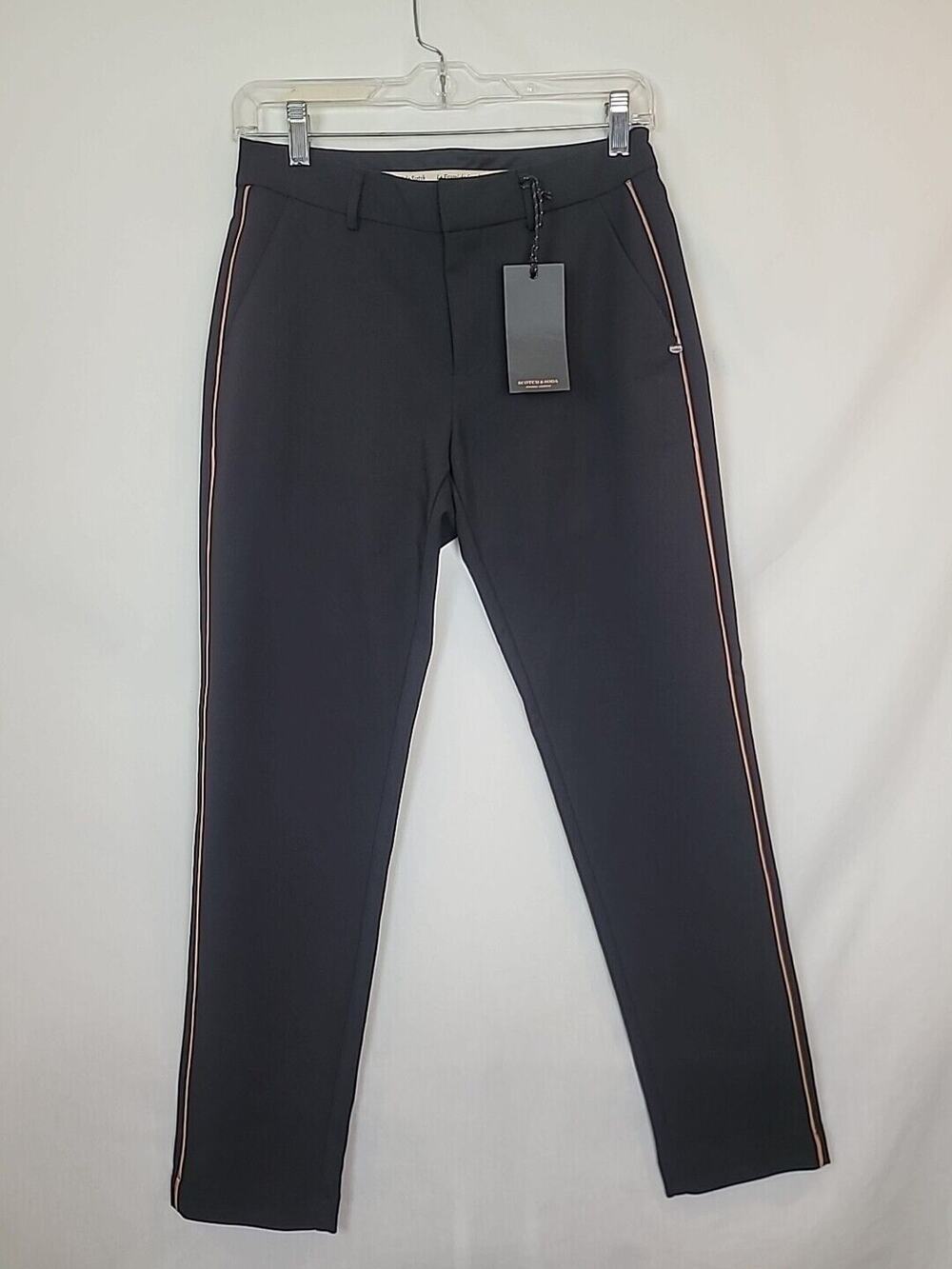 Scotch & Soda Pinstripe Preppy Military Style Women's Black Dress Pant Size XS
